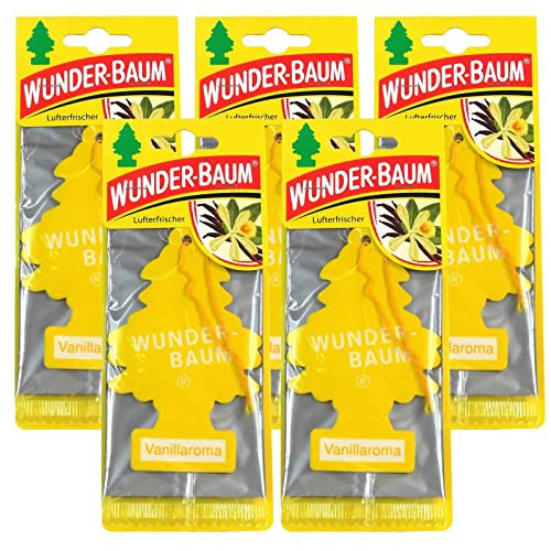 Wunderbaum 5X Vanillaroma Orginal Lufterfrischer Duftbaum Fahrzeugduft 1 STK